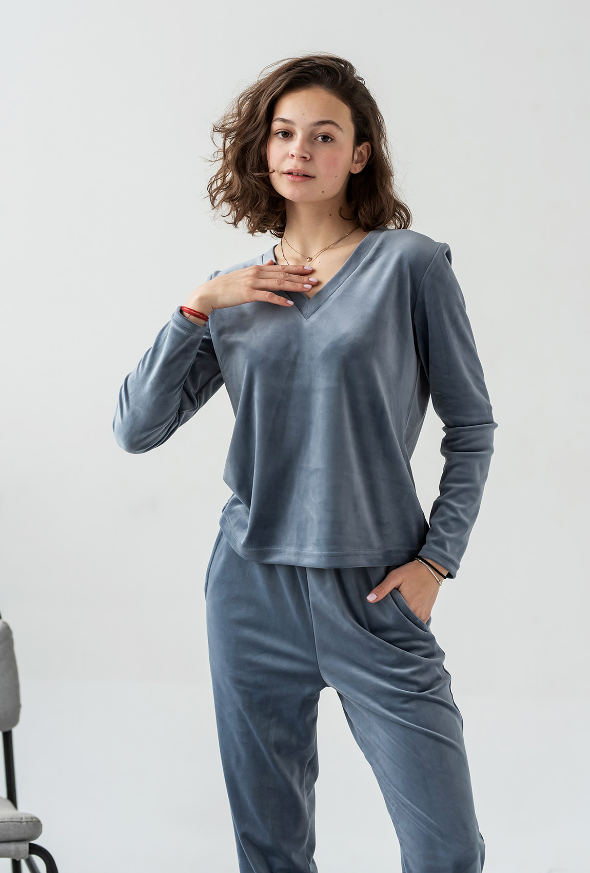 Домашній велюровий костюм джинс —  118793. Maritel. Зображення 2