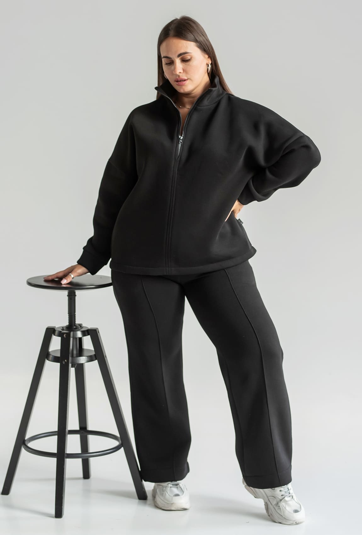 Черный костюм футер с молнией —  512006. Maritel
