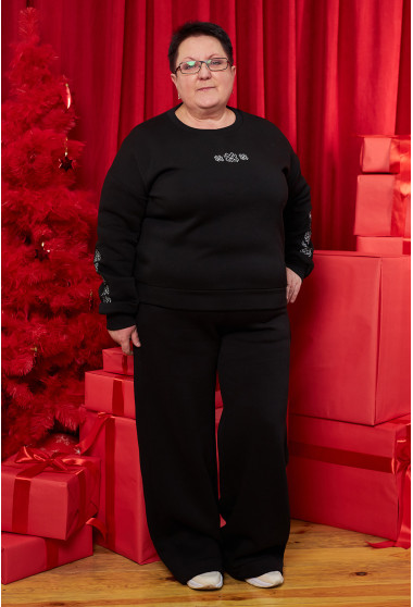 Чорний костюм футер з вишивкою. Maritel. Зображення 12