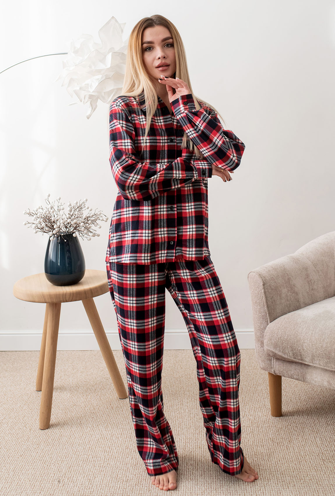 Червона жіноча піжама в клітинку —  901653. Maritel