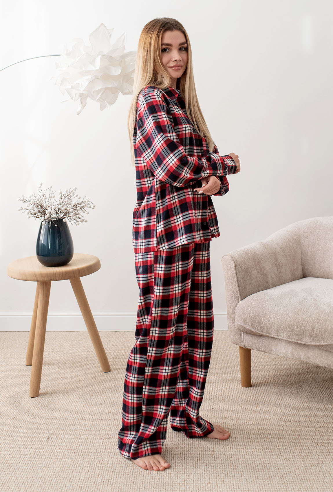 Червона жіноча піжама в клітинку —  901653. Maritel. Зображення 1