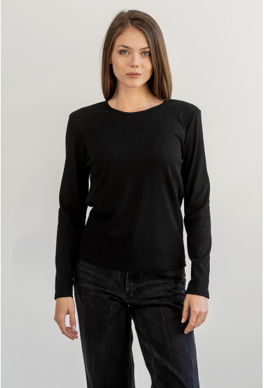 Чорний лонгслів у рубчик. Maritel. Зображення 2