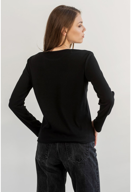 Чорний лонгслів у рубчик — 168797. Maritel. Зображення 1 Чорний лонгслів у рубчик — 168797. Maritel. Зображення 1