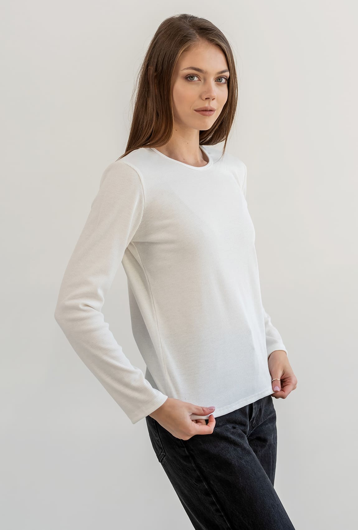 Лонгслив в рубчик молоко —  280102. Maritel. Изображенние 1