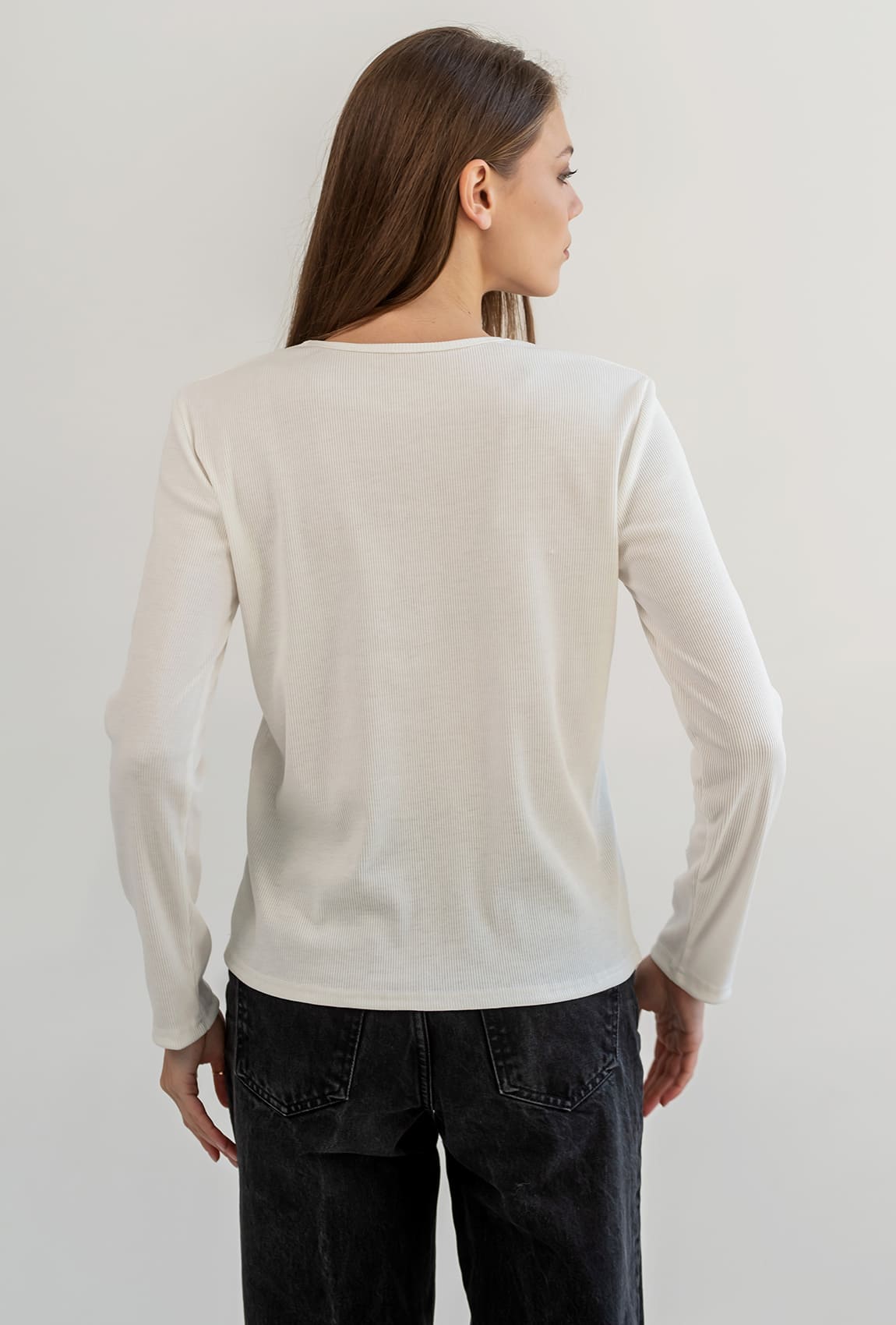 Лонгслив в рубчик молоко —  280102. Maritel. Изображенние 2