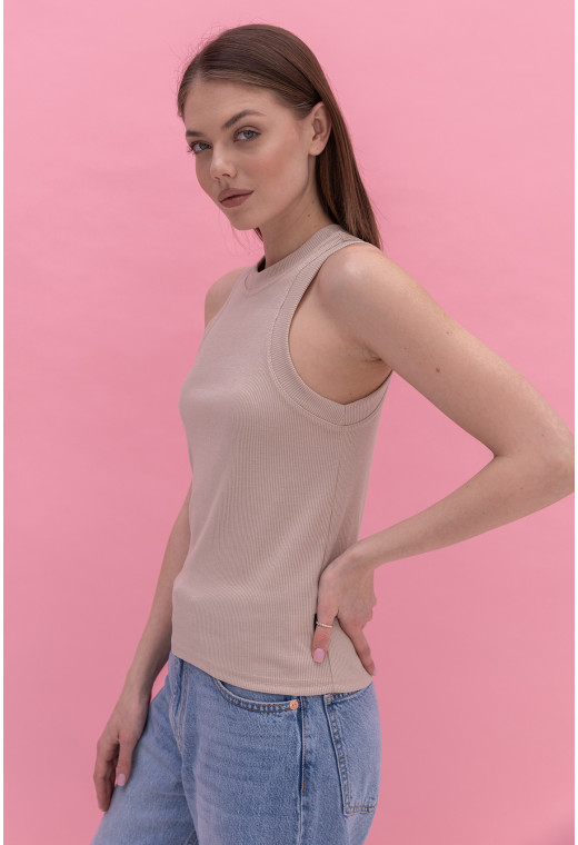 Бежевая майка в рубчик —  238499. Maritel. Изображенние 1 Бежевая майка в рубчик —  238499. Maritel. Изображенние 1