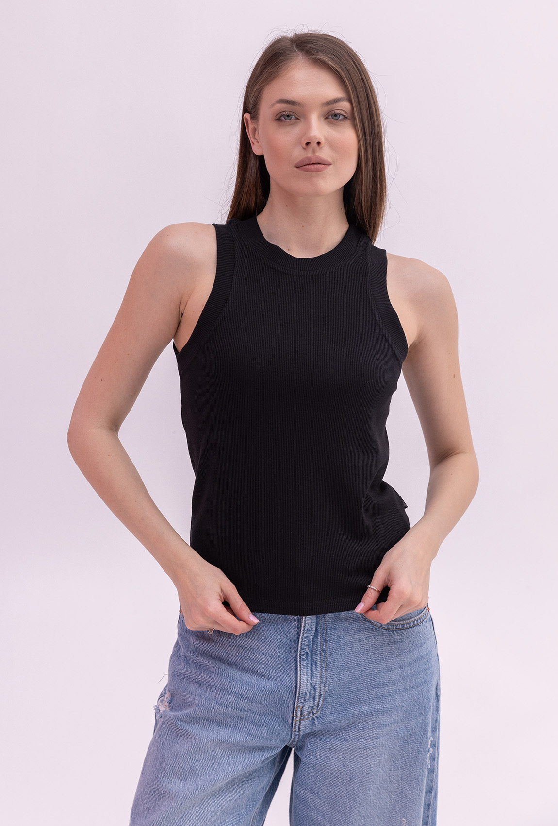 Черная майка в рубчик —  600505. Maritel