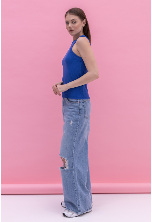 Майка в рубчик электрик —  694590. Maritel. Изображенние 1 Майка в рубчик электрик —  694590. Maritel. Изображенние 1