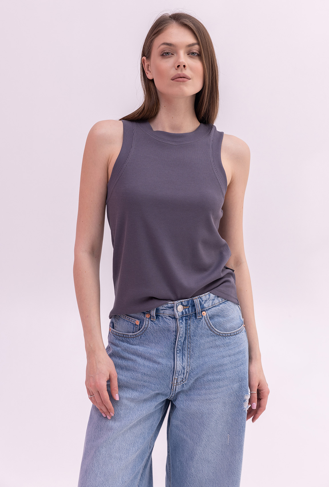 Графитовая майка в рубчик —  660724. Maritel