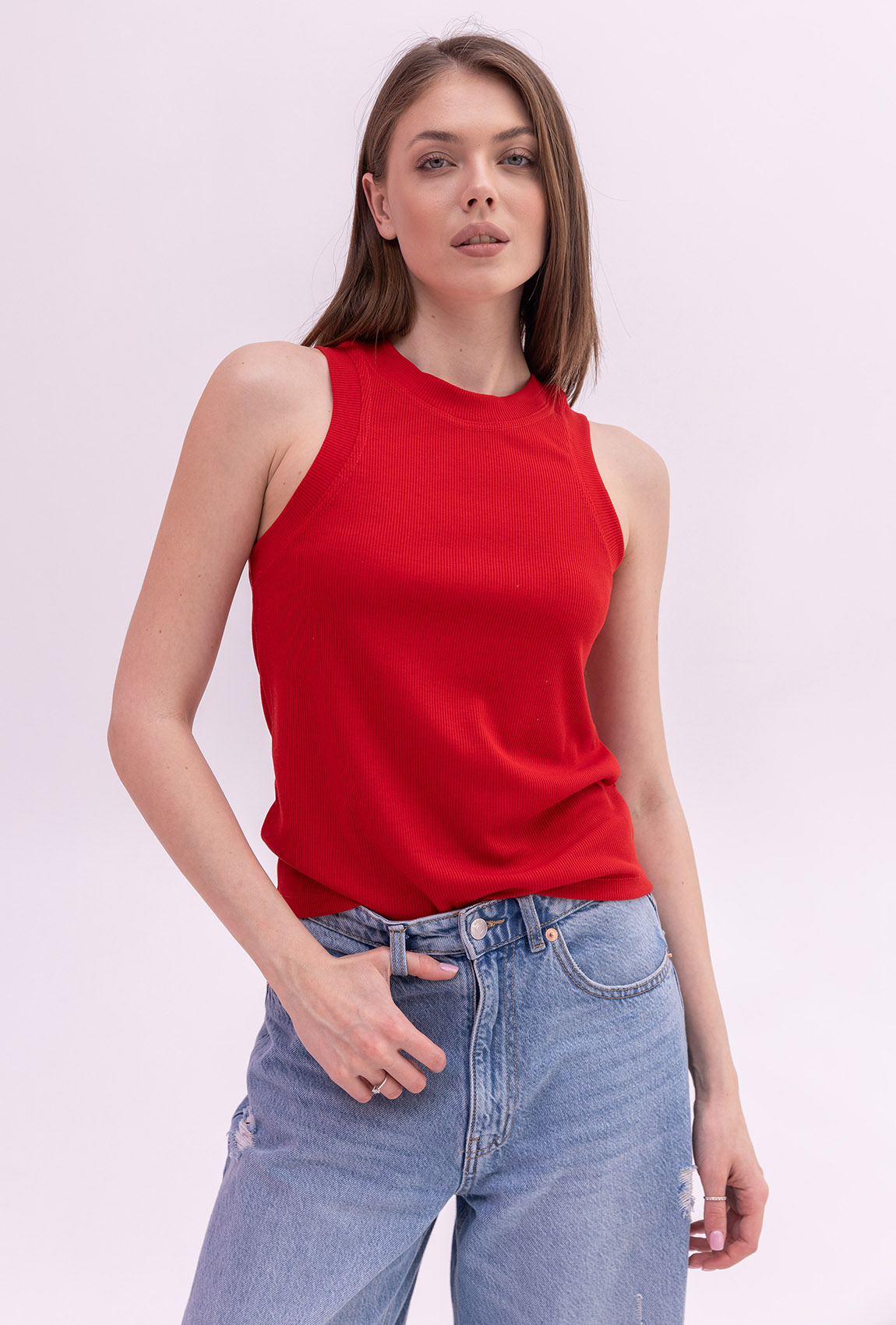 Червона майка в рубчик  —  941895. Maritel