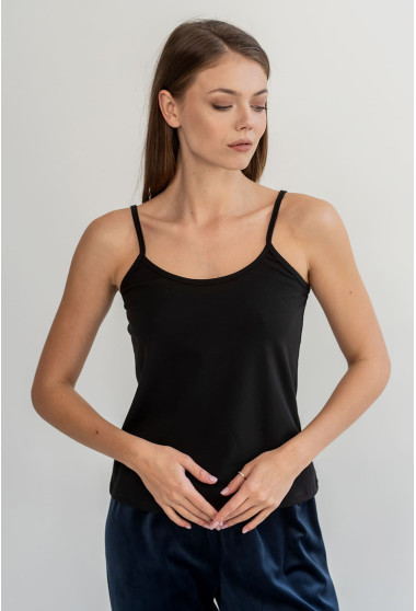 Чорна майка на бретелях кулір. Maritel. Зображення 2