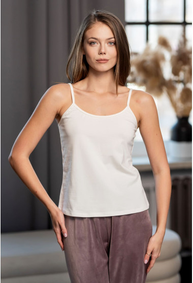 Майка на бретелях кулір молоко. Maritel. Зображення 8