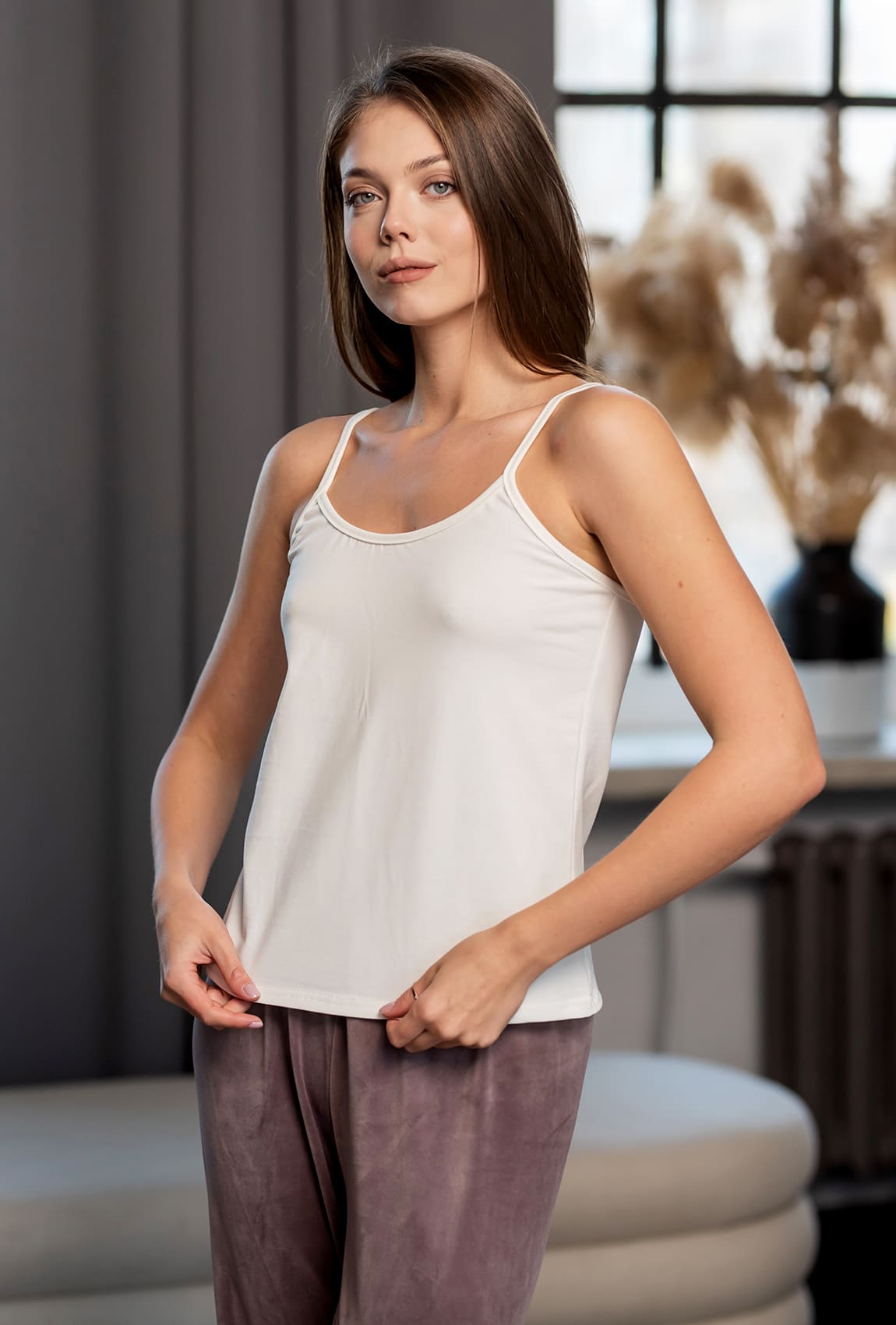 Майка на бретелях кулир молоко —  302942. Maritel. Изображенние 1