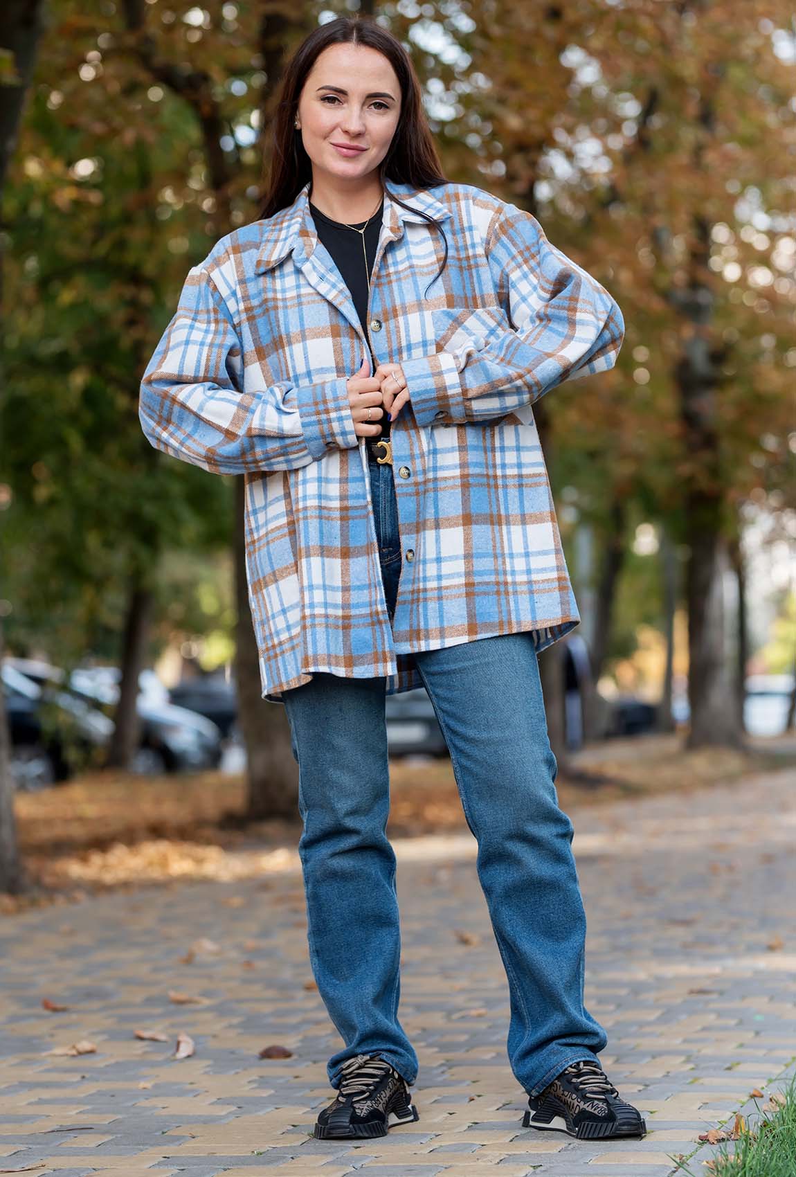 Голубовато-коричневая теплая рубашка в клеточку — 693877. Maritel Голубовато-коричневая теплая рубашка в клеточку — 693877. Maritel