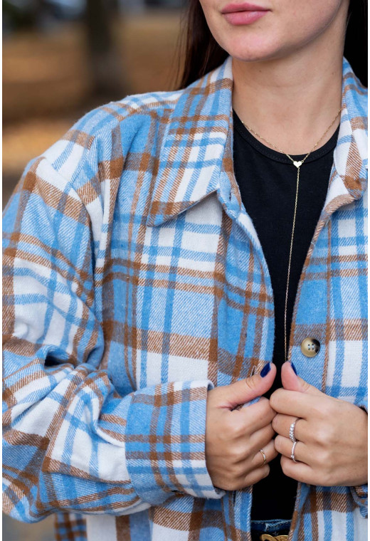 Голубовато-коричневая теплая рубашка в клеточку — 693877. Maritel. Изображенние 3 Голубовато-коричневая теплая рубашка в клеточку — 693877. Maritel. Изображенние 3