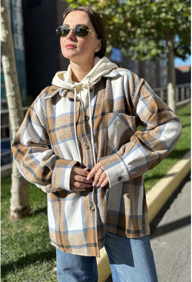 Коричнево-блакитна тепла сорочка в клітинку. Maritel. Зображення 8