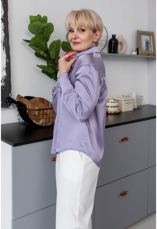 Сиреневая шелковая рубашка — 801932. Maritel. Изображенние 1 Сиреневая шелковая рубашка — 801932. Maritel. Изображенние 1