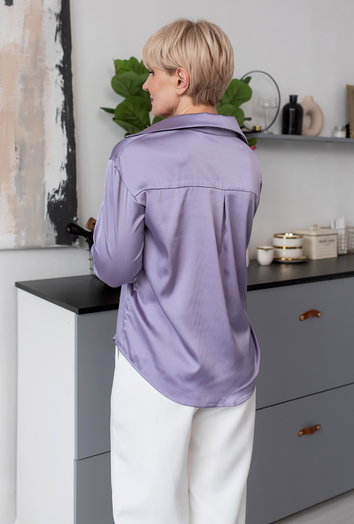 Сиреневая шелковая рубашка — 801932. Maritel. Изображенние 2 Сиреневая шелковая рубашка — 801932. Maritel. Изображенние 2