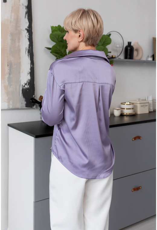 Сиреневая шелковая рубашка — 801932. Maritel. Изображенние 2 Сиреневая шелковая рубашка — 801932. Maritel. Изображенние 2
