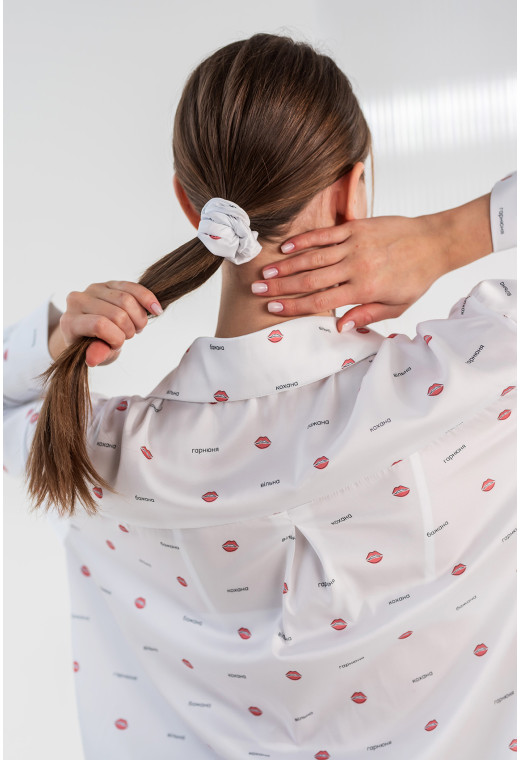 Молочная шелковая рубашка с принтом — 197827. Maritel. Изображенние 1 Молочная шелковая рубашка с принтом — 197827. Maritel. Изображенние 1