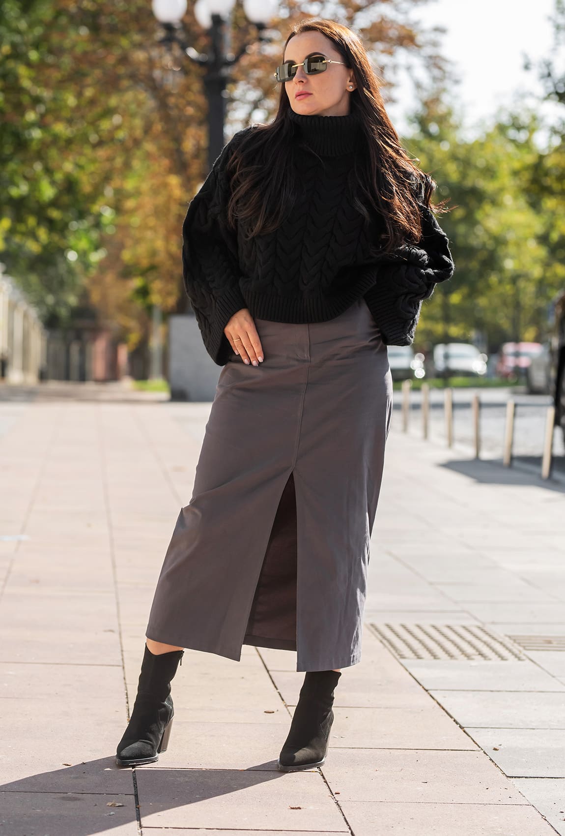 Серая хлопковая юбка —  788582. Maritel