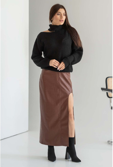 Коричнева спідниця еко-шкіра пітон. Maritel. Зображення 1 Коричнева спідниця еко-шкіра пітон. Maritel. Зображення 1