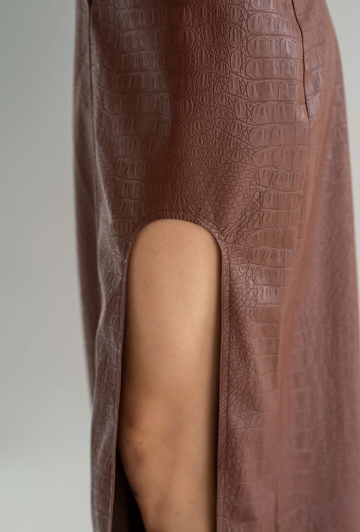 Коричнева спідниця еко-шкіра пітон — 690740. Maritel. Зображення 2