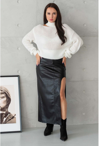 Чорна спідниця еко-шкіра пітон. Maritel. Зображення 3