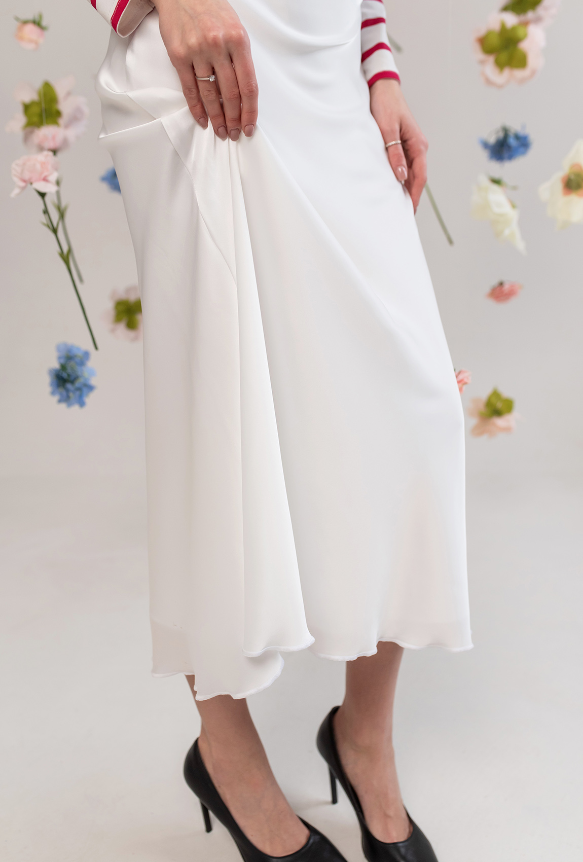 Молочна шовкова спідниця —  717935. Maritel. Зображення 2