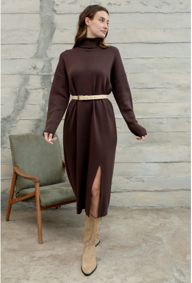 Шоколадное платье вязка миди. Maritel. Изображенние 7