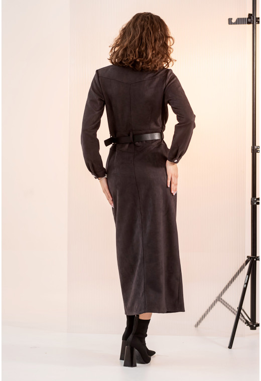 Графитовое замшевое платье — 845673. Maritel. Изображенние 1 Графитовое замшевое платье — 845673. Maritel. Изображенние 1