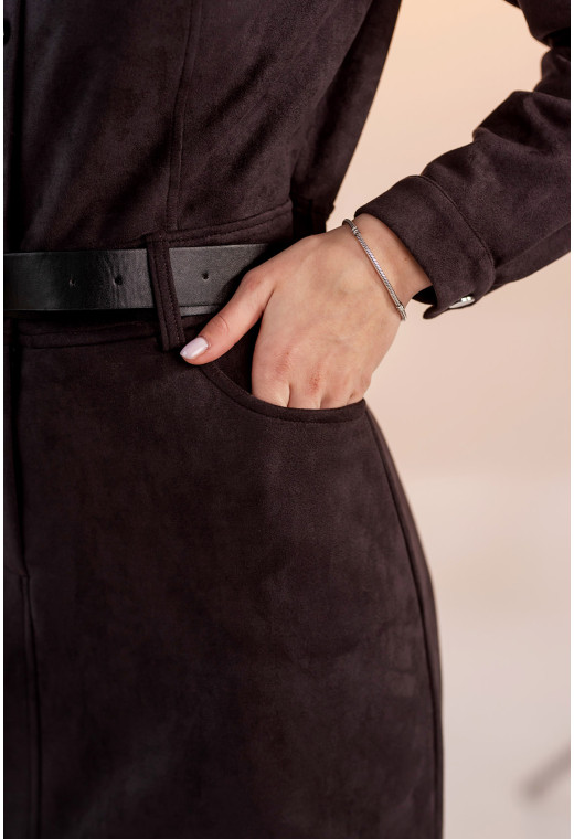 Графитовое замшевое платье — 845673. Maritel. Изображенние 4 Графитовое замшевое платье — 845673. Maritel. Изображенние 4