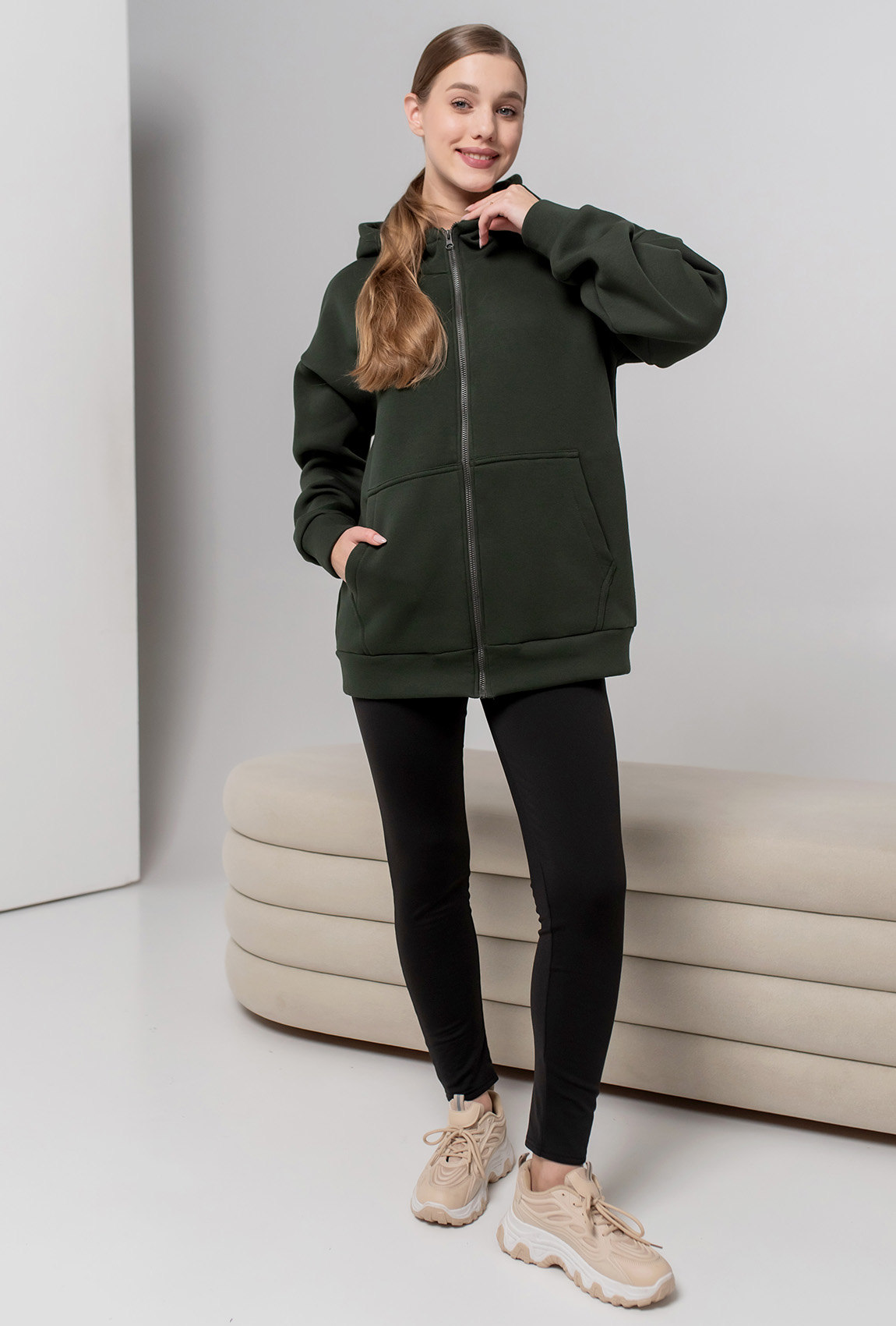 Смарагдова кофта футер на блискавці —  438772. Maritel