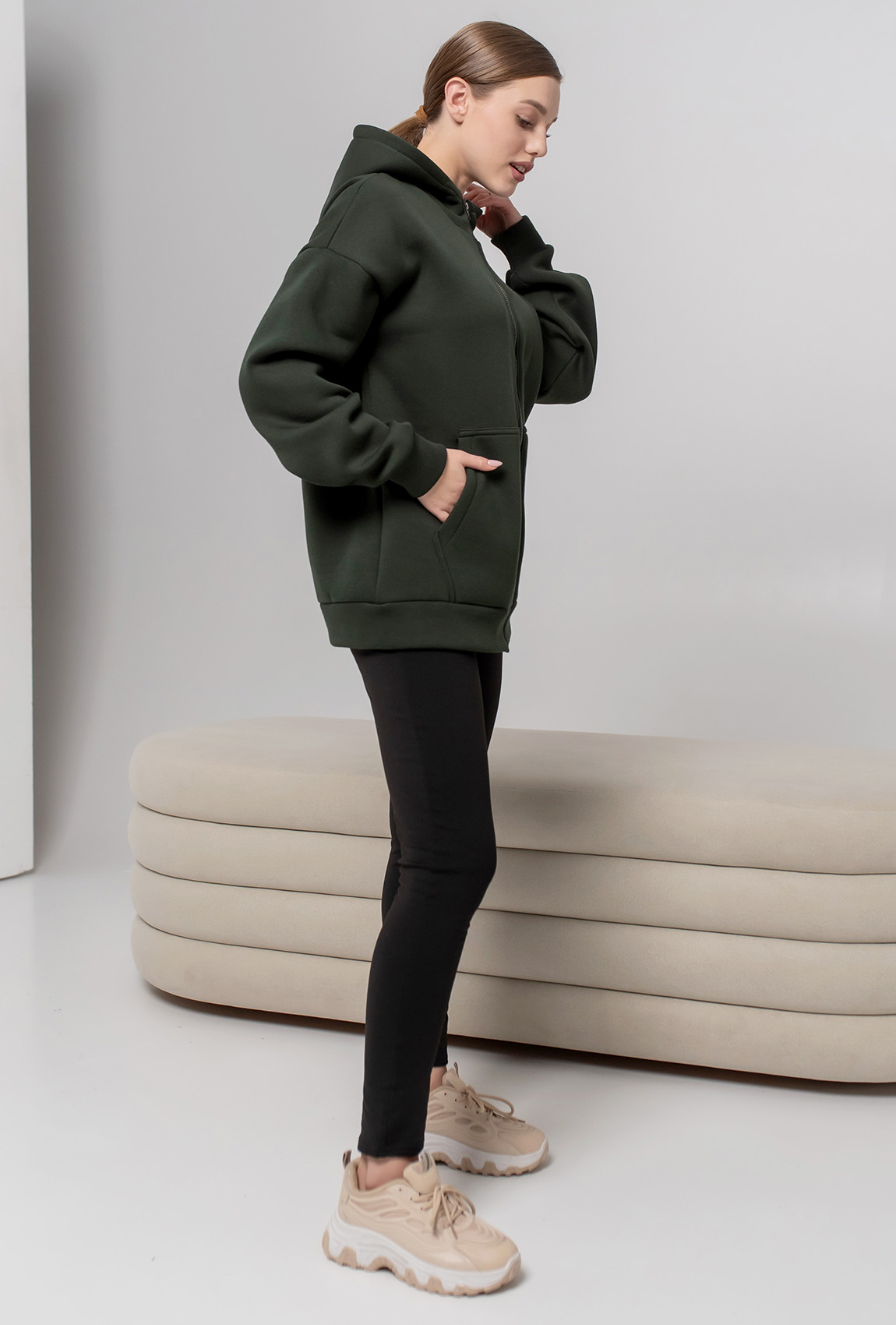 Смарагдова кофта футер на блискавці —  438772. Maritel. Зображення 1