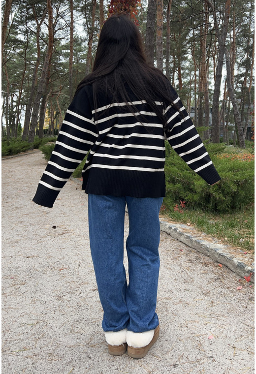 Чорний светр на блискавці у смужку — 843745. Maritel. Зображення 1 Чорний светр на блискавці у смужку — 843745. Maritel. Зображення 1