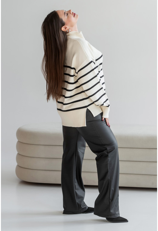 Білий светр на блискавці у смужку — 230148. Maritel. Зображення 1 Білий светр на блискавці у смужку — 230148. Maritel. Зображення 1