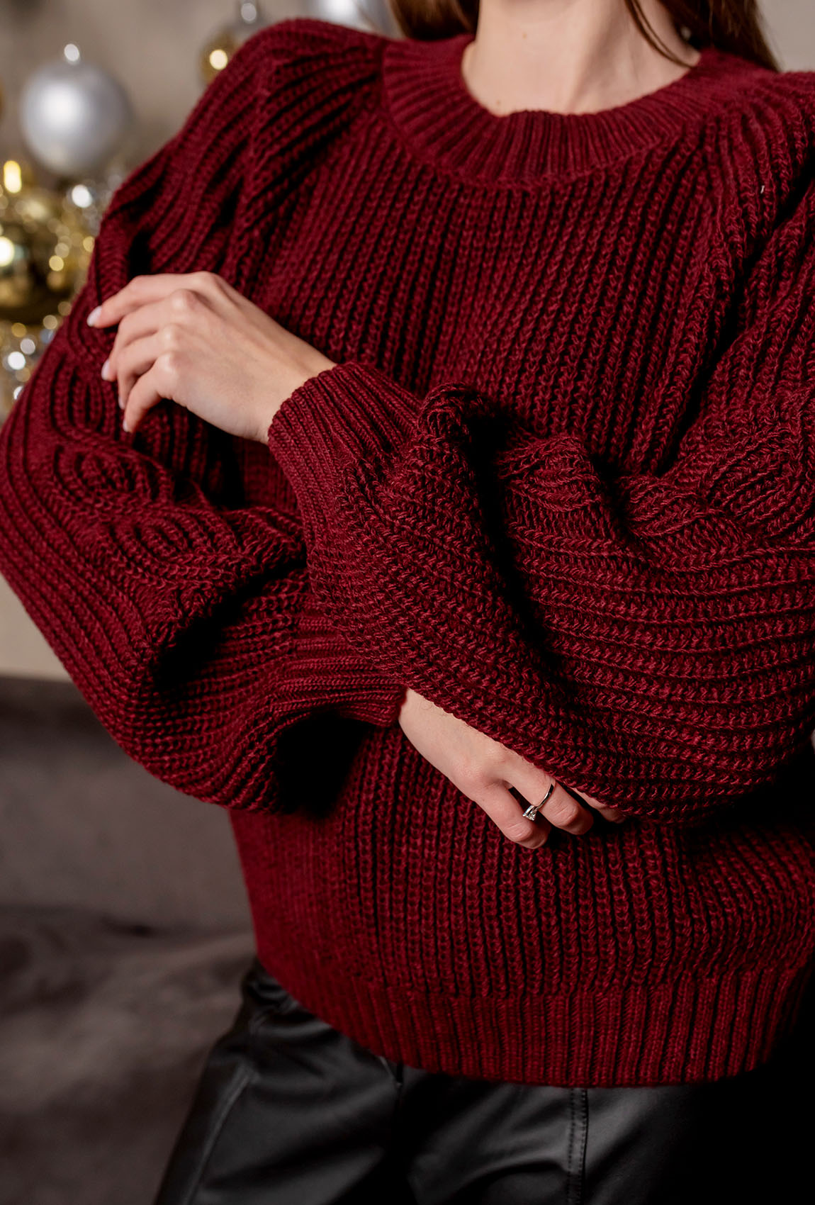 Бордовий в'язаний светр — 611137. Maritel. Зображення 3 Бордовий в'язаний светр — 611137. Maritel. Зображення 3