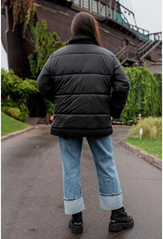 Черная куртка баранчик на кнопках — 553546. Maritel. Изображенние 2 Черная куртка баранчик на кнопках — 553546. Maritel. Изображенние 2