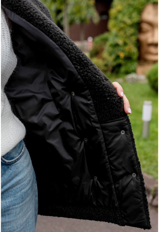 Черная куртка баранчик на кнопках — 553546. Maritel. Изображенние 3 Черная куртка баранчик на кнопках — 553546. Maritel. Изображенние 3
