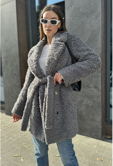 Сіра коротка шуба. Maritel. Зображення 4