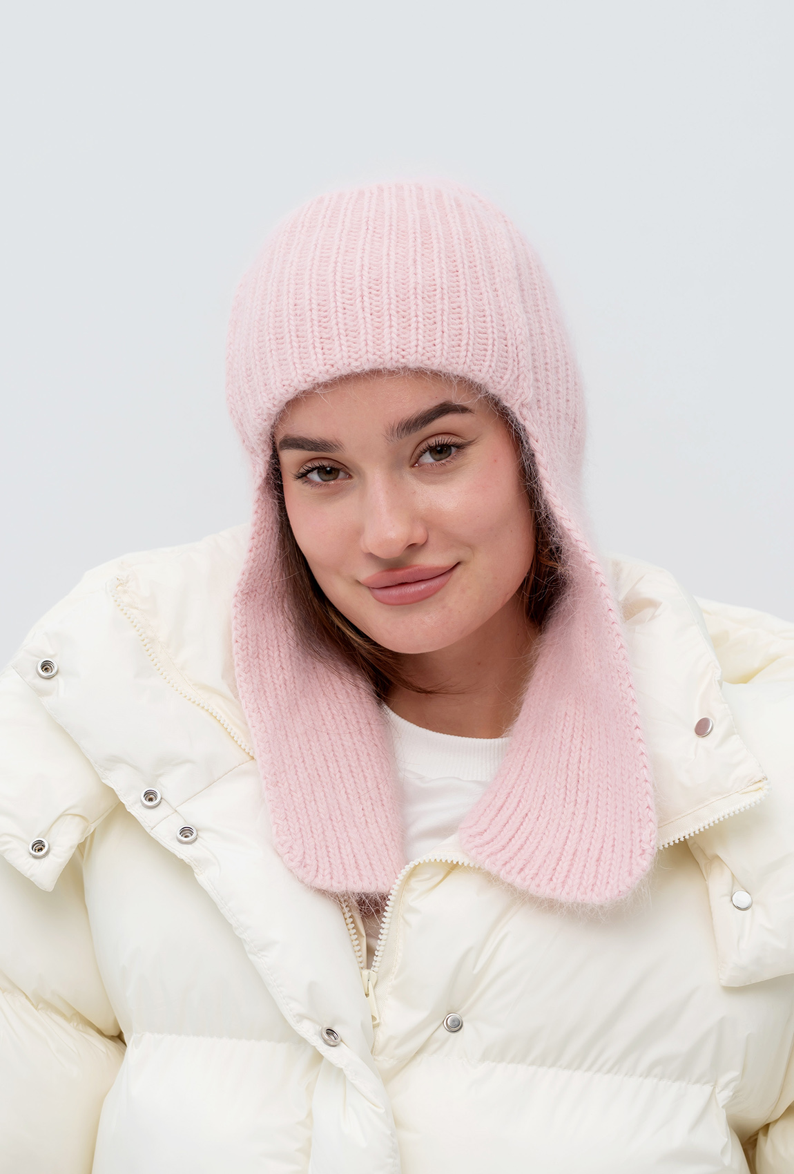 Пудровая шапка-ушанка —  713874. Maritel. Изображенние 3