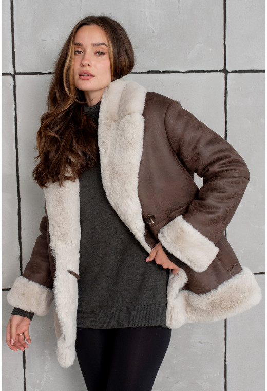 Коричневая дубленка — 309074. Maritel. Изображенние 3 Коричневая дубленка — 309074. Maritel. Изображенние 3