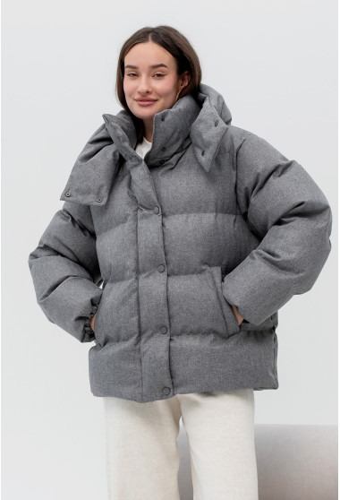 Сірий зимовий пуховик. Maritel. Зображення 3