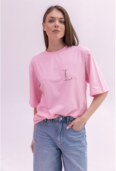 Розовая футболка Love. Maritel. Изображенние 5