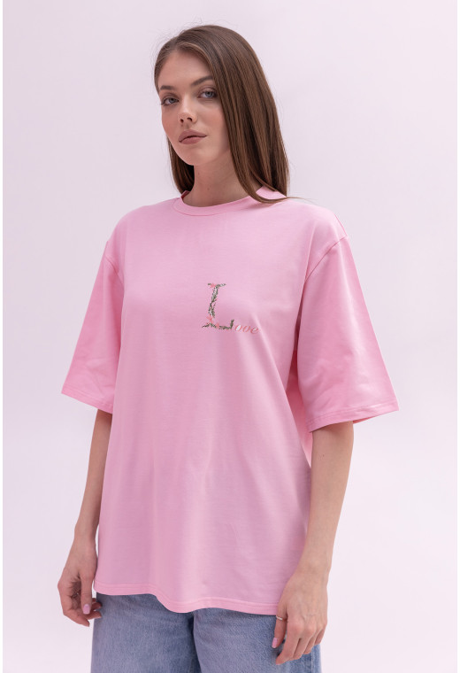 Рожева футболка Love — 857018. Maritel. Зображення 1 Рожева футболка Love — 857018. Maritel. Зображення 1