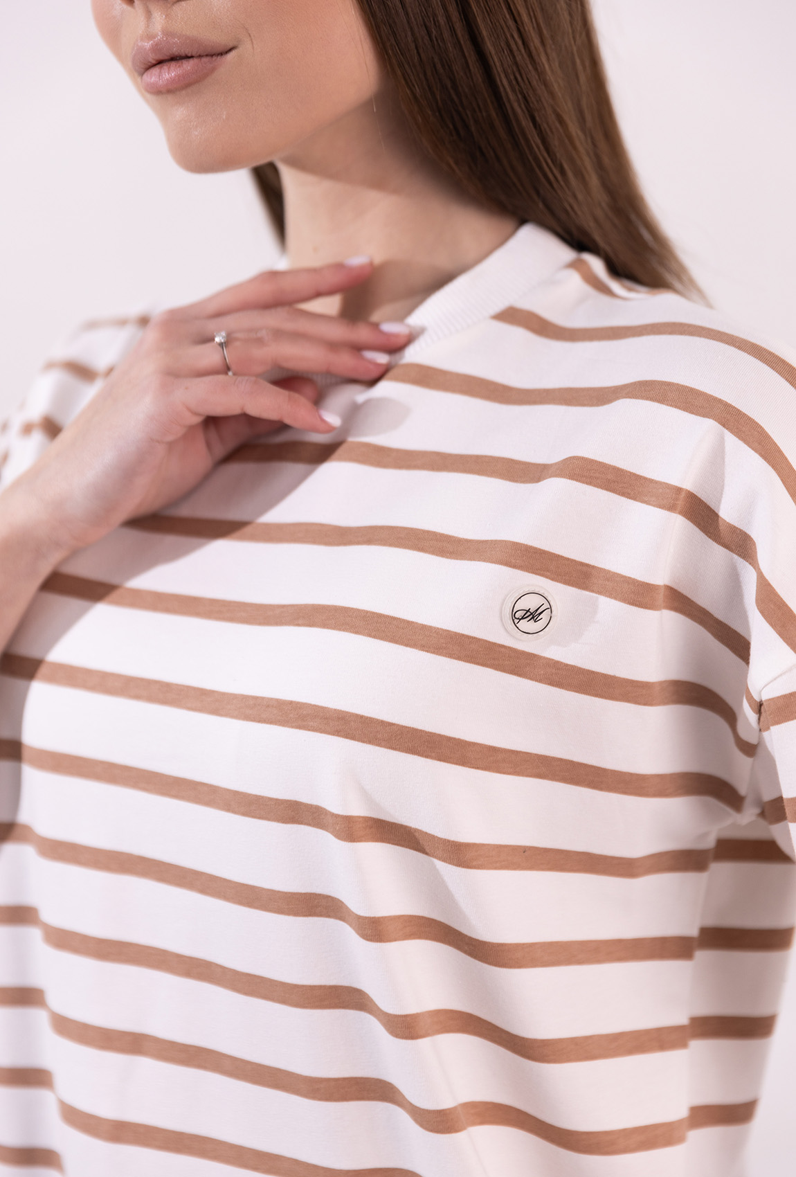 Футболка бежева смужка — 202861. Maritel. Зображення 1 Футболка бежева смужка — 202861. Maritel. Зображення 1