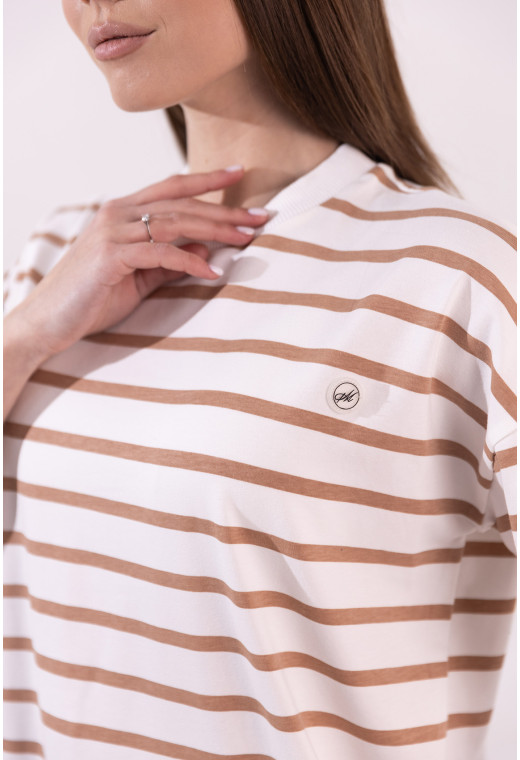 Футболка бежева смужка — 202861. Maritel. Зображення 1 Футболка бежева смужка — 202861. Maritel. Зображення 1