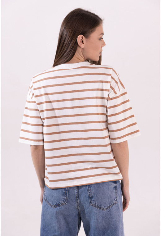 Футболка бежева смужка — 202861. Maritel. Зображення 2 Футболка бежева смужка — 202861. Maritel. Зображення 2