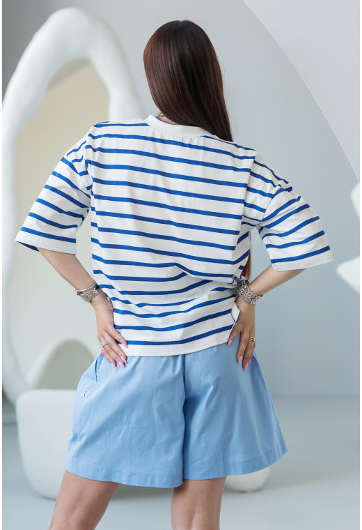 Футболка синя смужка — 891641. Maritel. Зображення 1 Футболка синя смужка — 891641. Maritel. Зображення 1