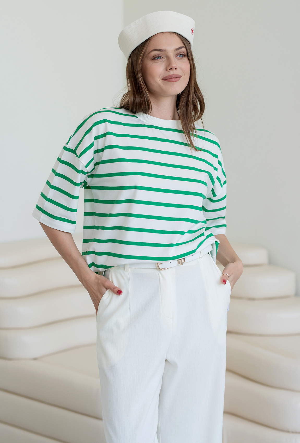 Футболка зелена смужка —  925644. Maritel